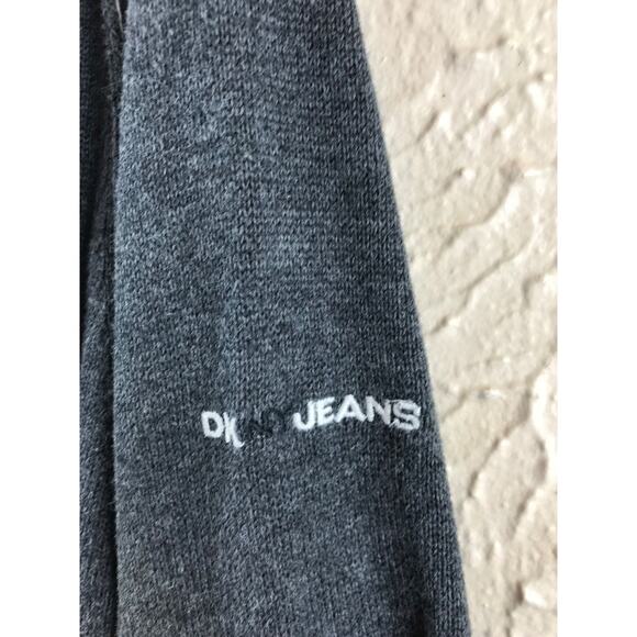 DKNY JEANS Mens Sweater Large Sleeve Logo‎ Gray Pullover Long Sleeve - Picture 4 of 4